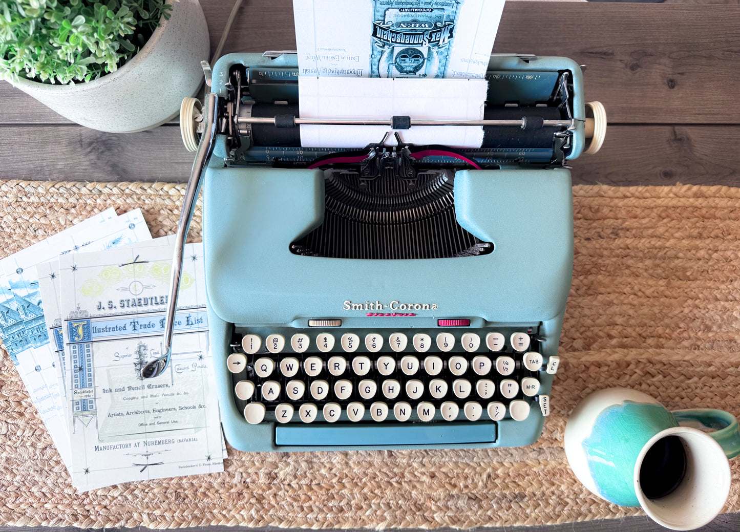 1960 Smith Corona 5TE Portable Electric, Alpine Blue